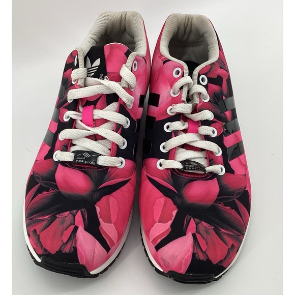Adidas ZX Flux Torsion Sneakers Athletic Shoes Womens Sz 9 Pink Black Lace Up - Picture 3 of 8
